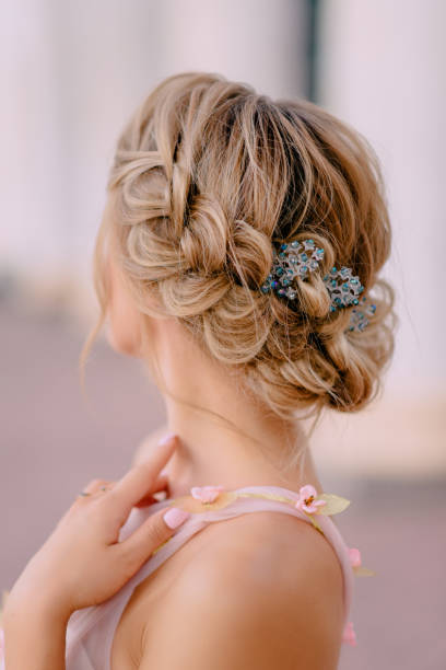 rear view of bride's wedding hairstyle, close up